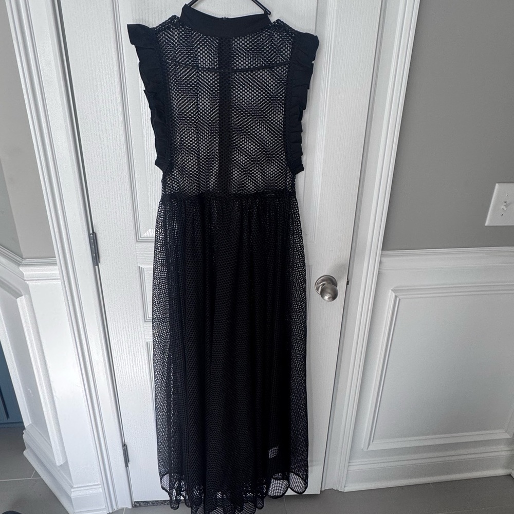 Black Mesh Ruffle Dress - Picture 3 of 5